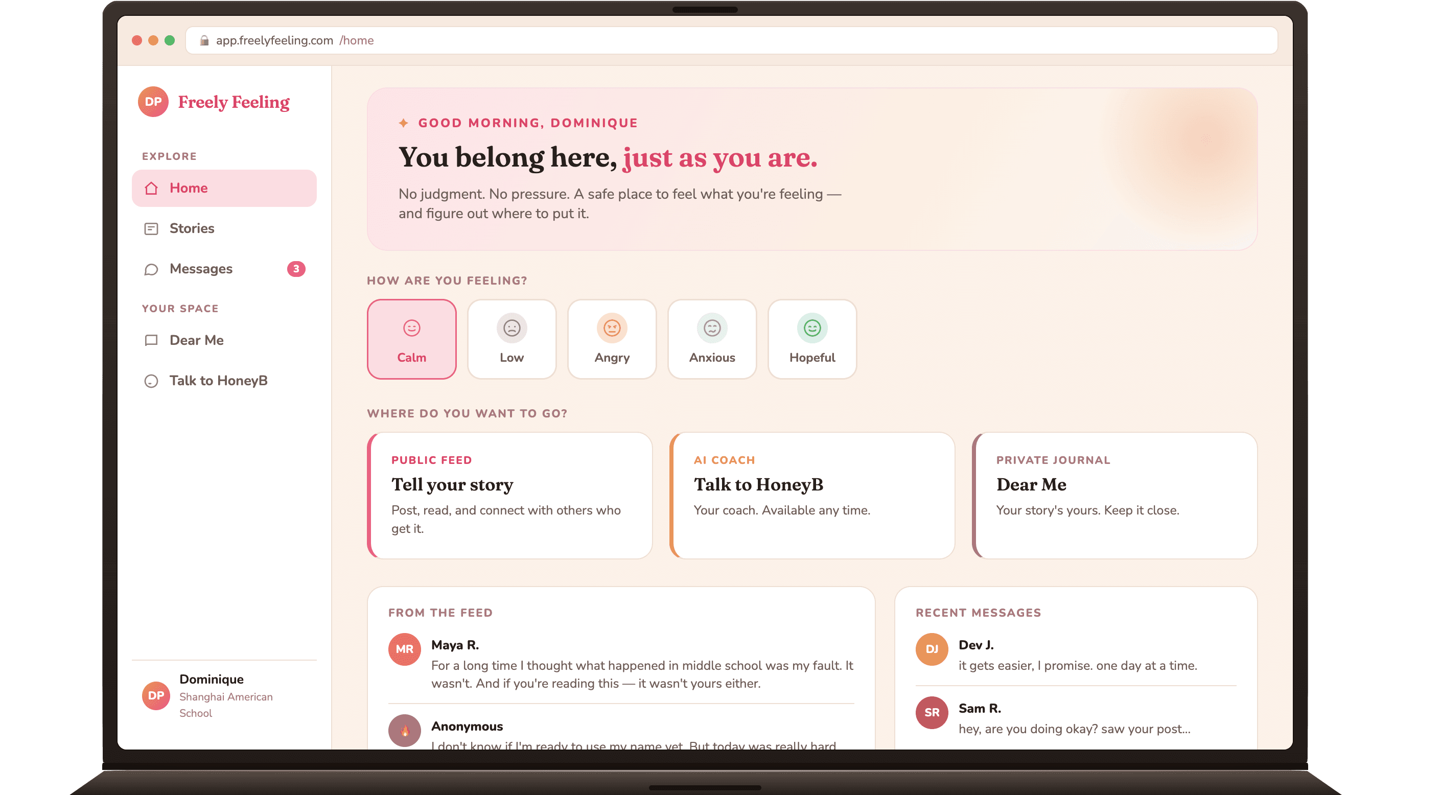 Daily check-in web app