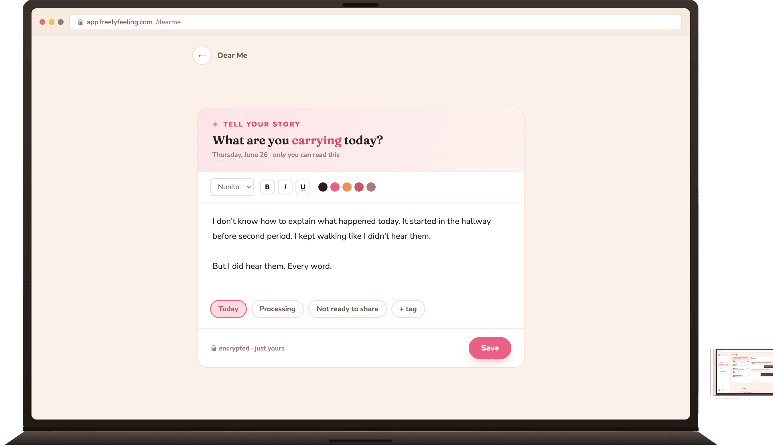 Dear Me web app